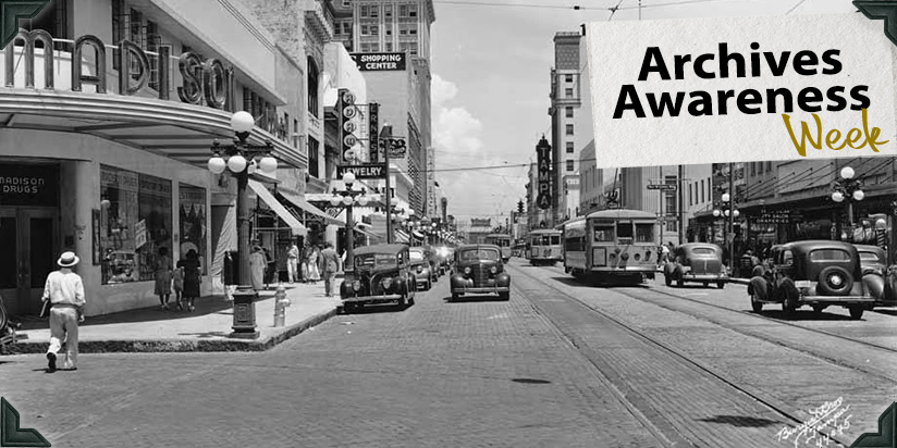 Vintange photo of intersection in downtown Tampa in 1920s